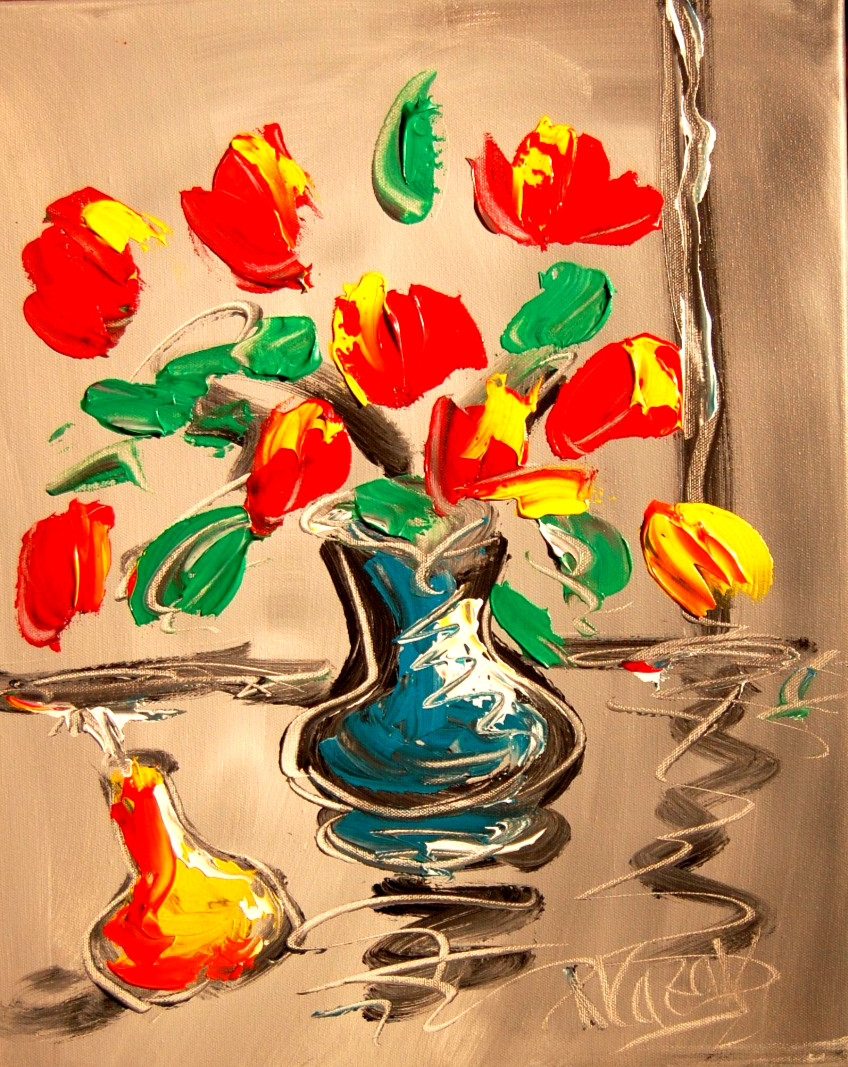 Original Oil Wall Art Paintings Stetched Canvas Impessionist Kazav .