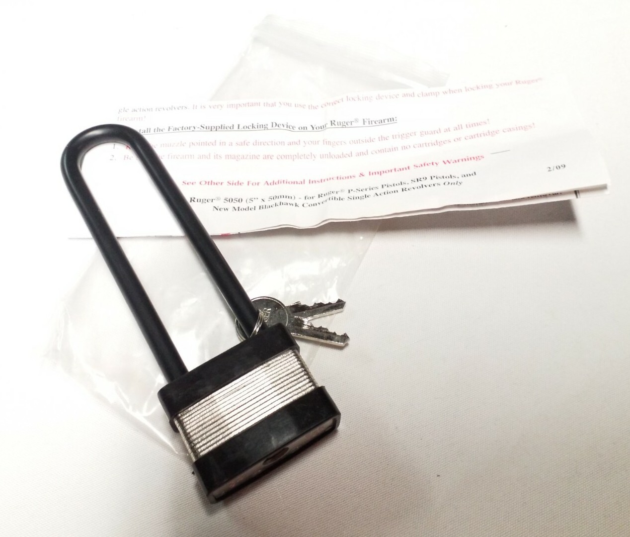 5"×50mm Metal Gun Padlock W/ 2 Keys Ruger 5050 P-series & SR9 Pistols/ Blackhawk