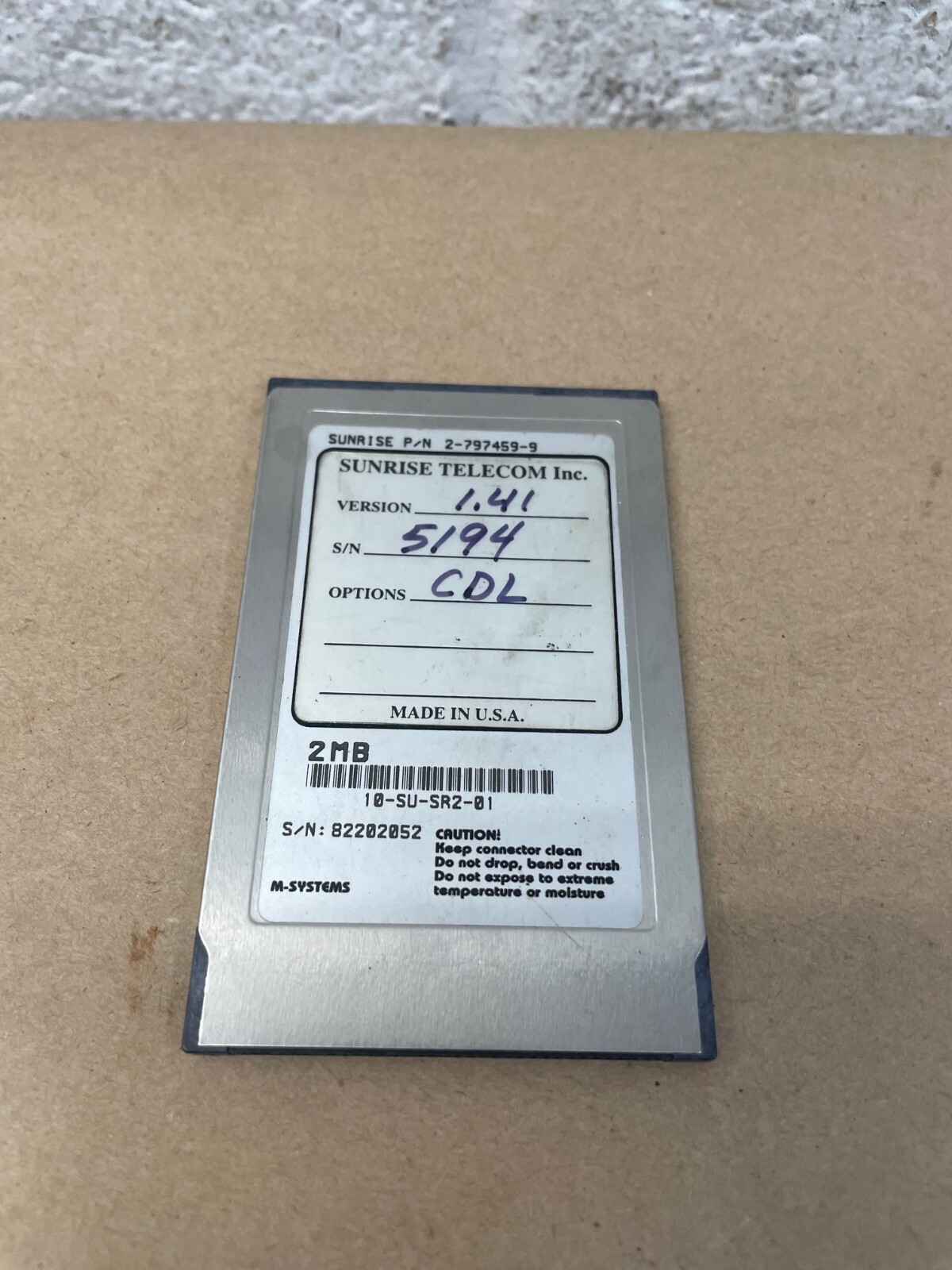 Sunrise Telecom 10-SU-SR2-01 Sunware 2Mb Card