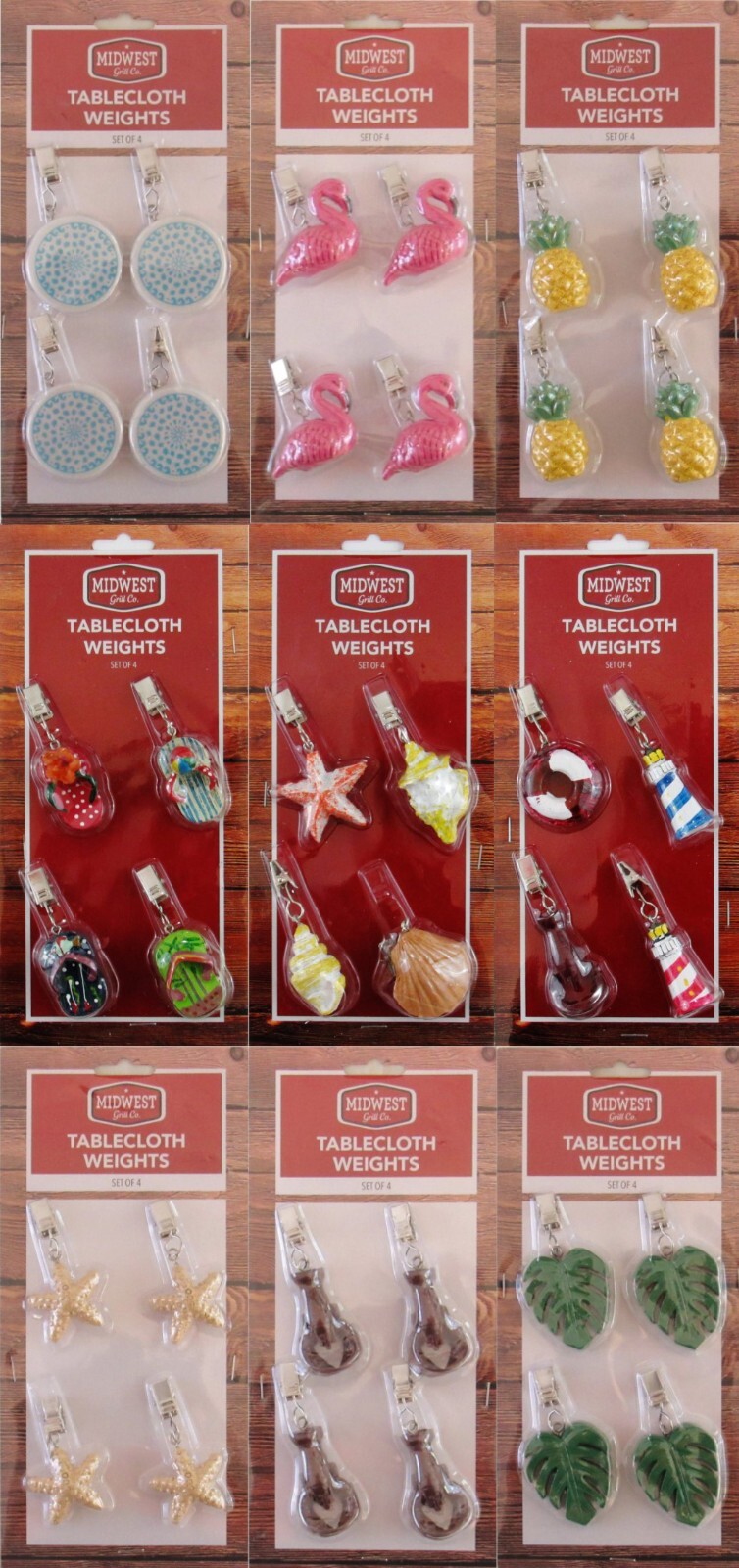 Midwest Grill Co. Tablecloth Weights - Sets of 4 - Various Styles