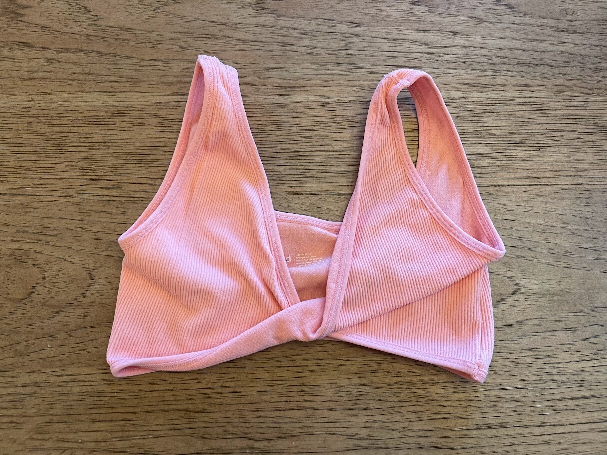 Abound Peachy Pink Medium Twist Front Wireless Ribbed Bralette NWOT