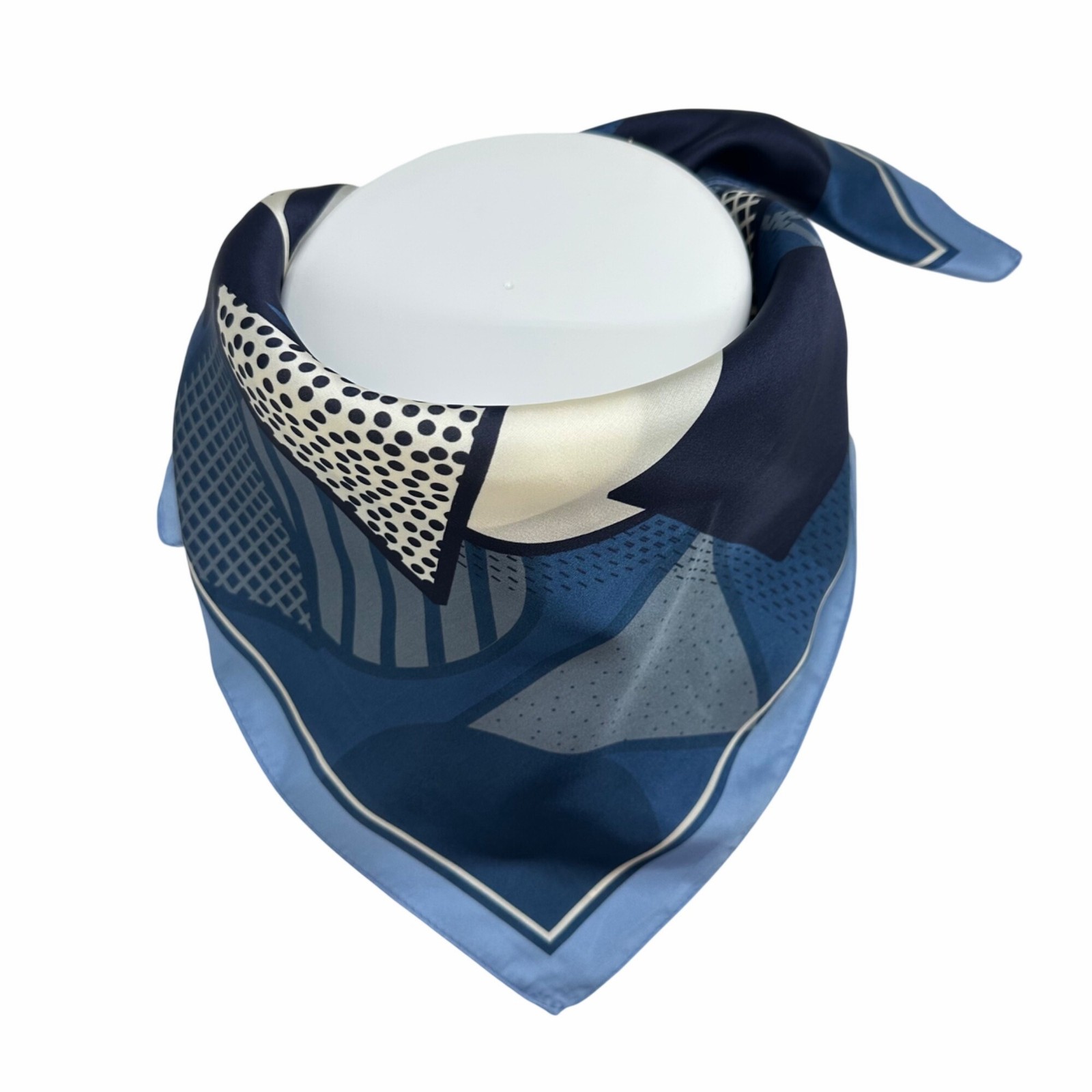 ✨Geometric Scarf Retro Silky Square Neck Wrap Abstract Accessory Hijab Blue New
