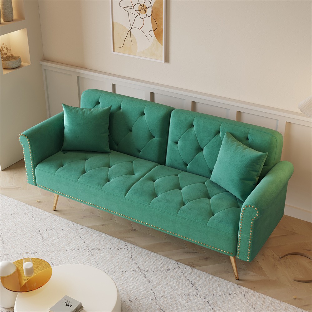 Convertible Sleeper Sofa Bed Velvet Loveseat 2 Seater Sofa Couch Folding Sofa GR
