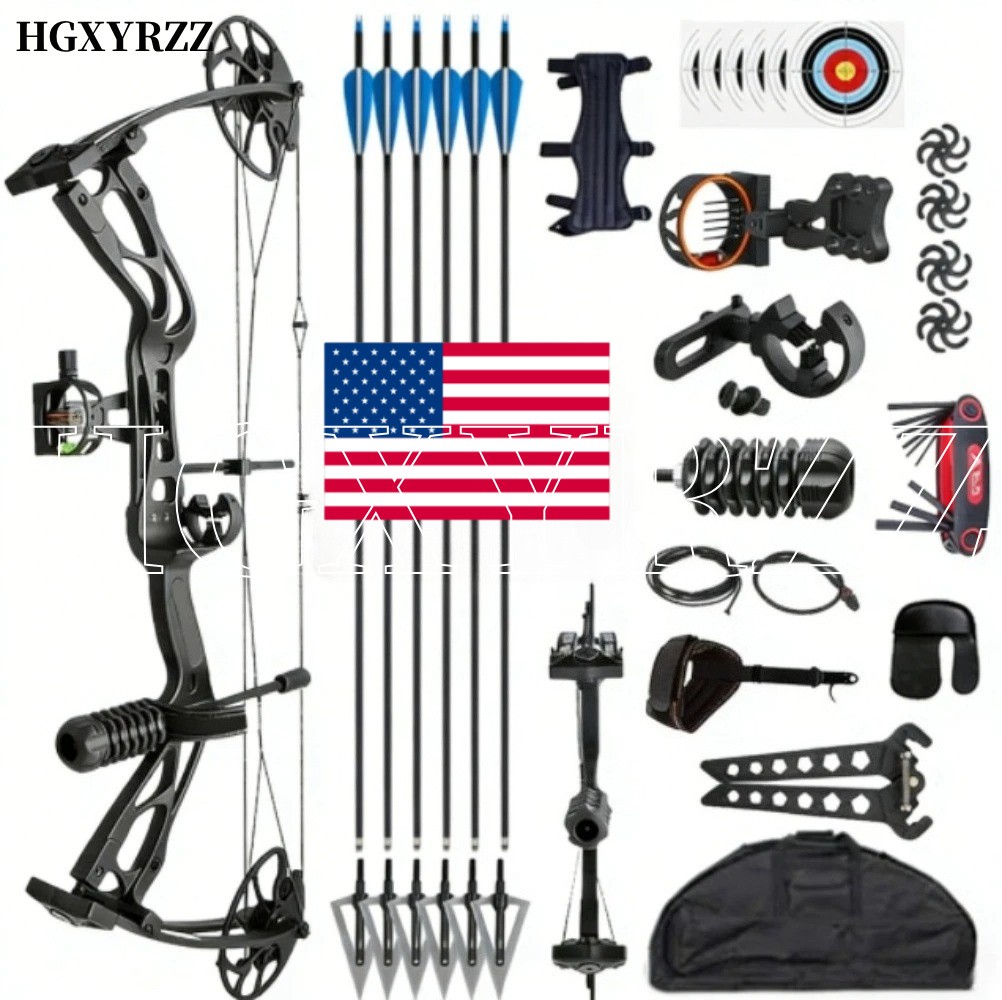 Archery 0-70lbs Compound Bow Set 320FPS Sight Arm Guard Release arrows  Hunting
