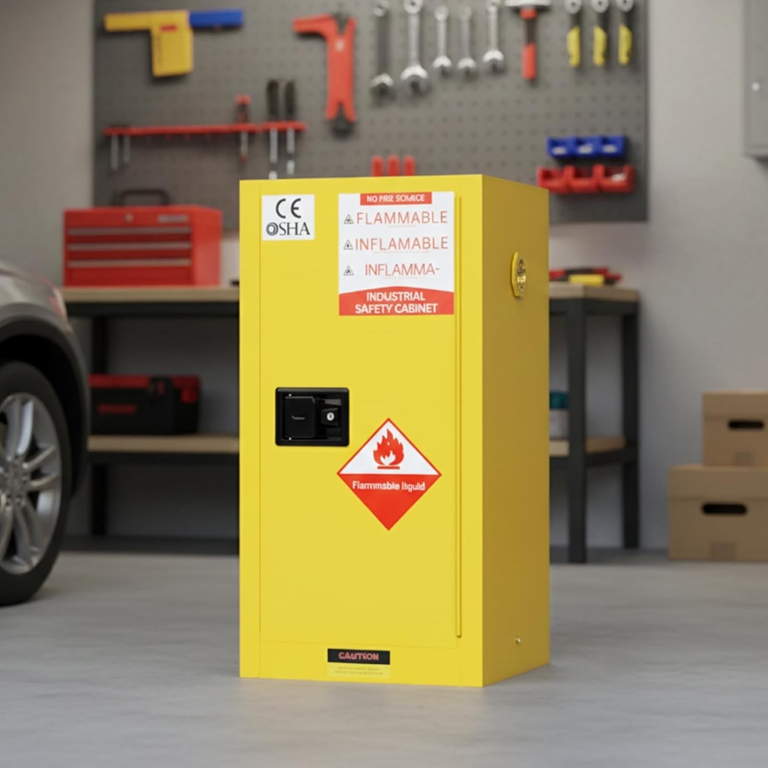 Flammable Storage Cabinet, 32 Gallon, 18.1" W X 18.1" D X 35.4" H, Double-Wall S