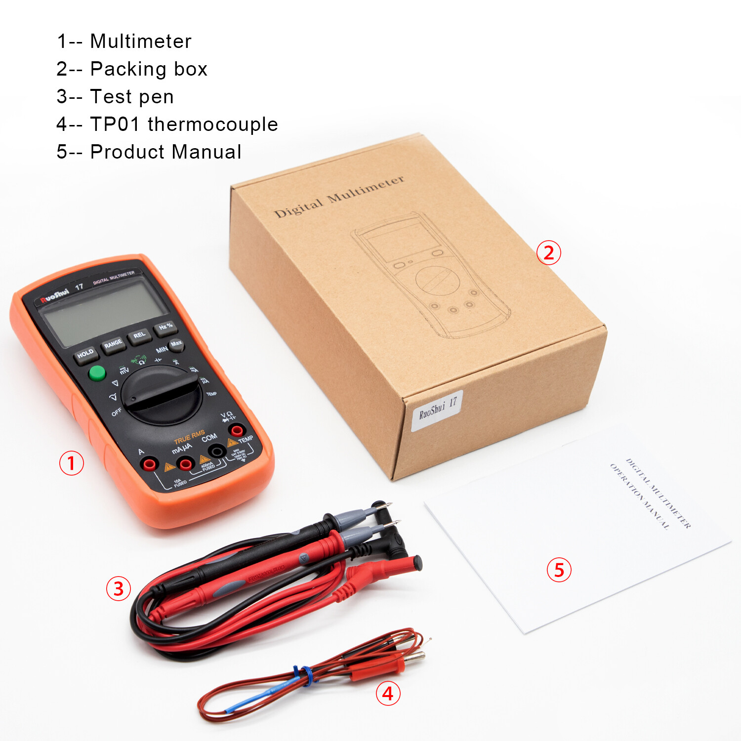 Digital Multimeter Voltmeter Ammeter Ohmmeter Volt AC DC Tester Leads Meter