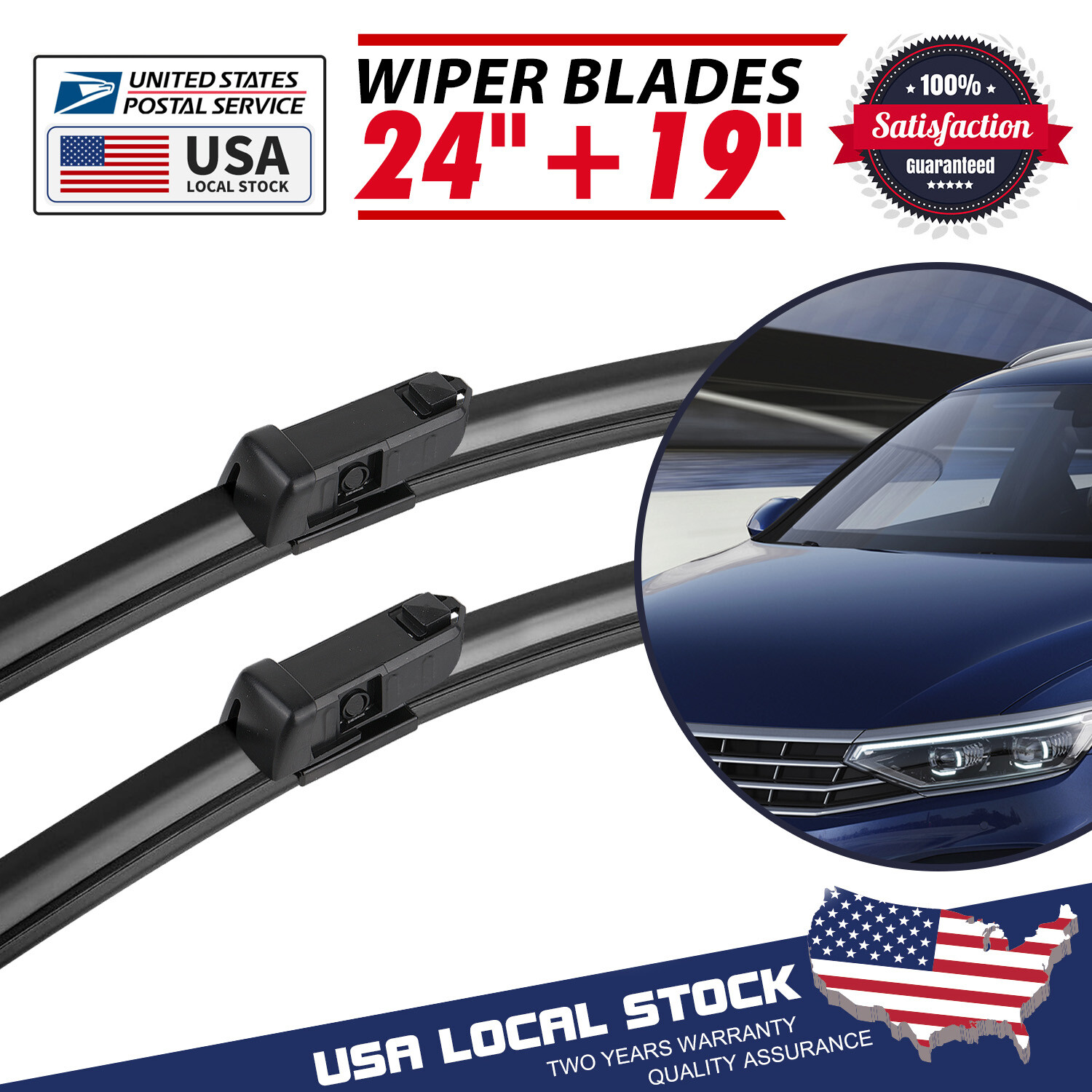 OEM Quality Windshield Pair 24"&19" Wiper Blades For Volkswagen Passat 2012-2021