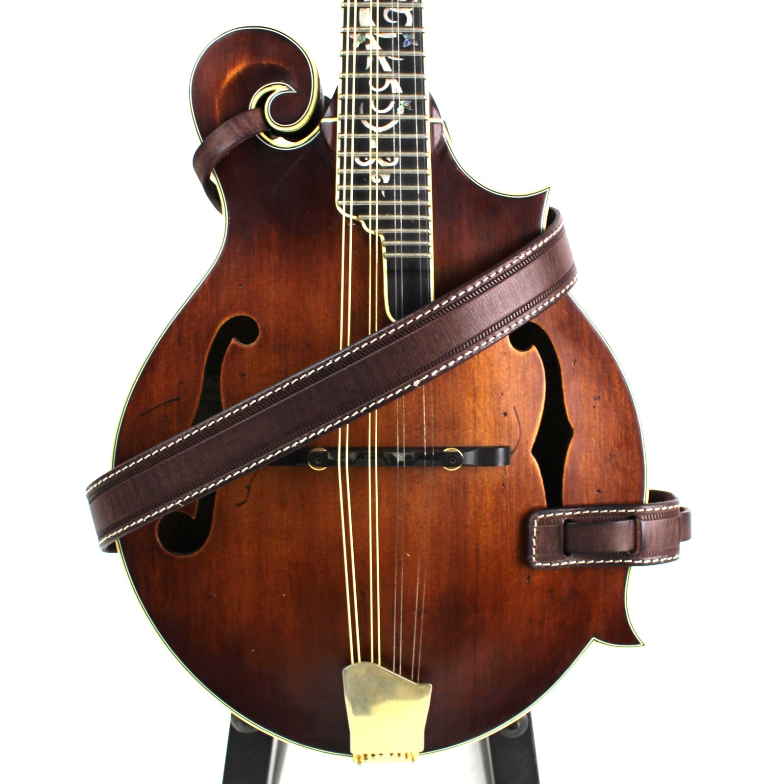 Walker & Williams M-13 Hickory Brown Premium Grain Leather Mandolin Strap