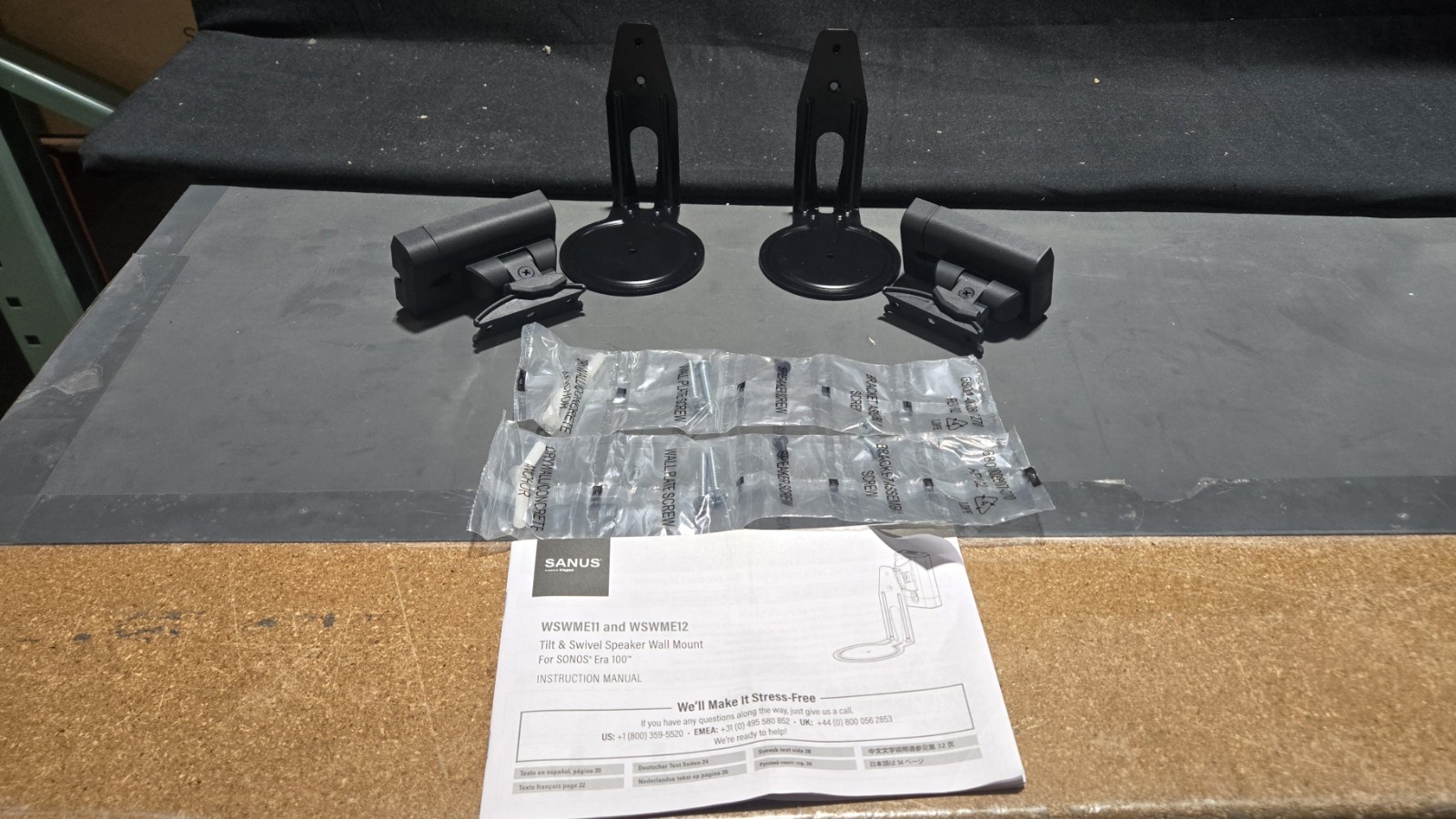 Sanus WSWME12 Speaker Wall Mounts for Sonos Era 100 - Black (Pair) - OPEN BOX