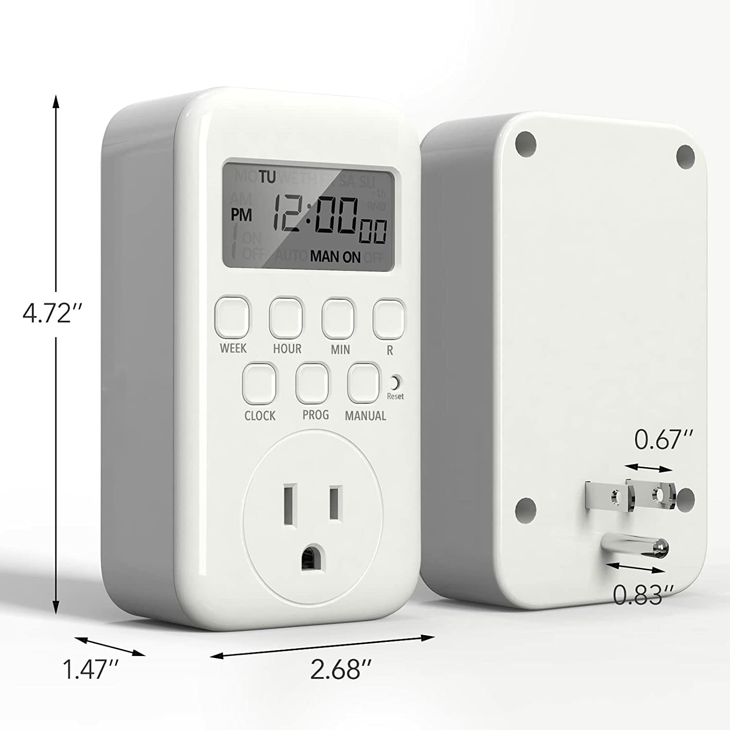 BN-LINK 15A 125V LCD Display in Programmable Digital Timer Weekly Switch Outlet
