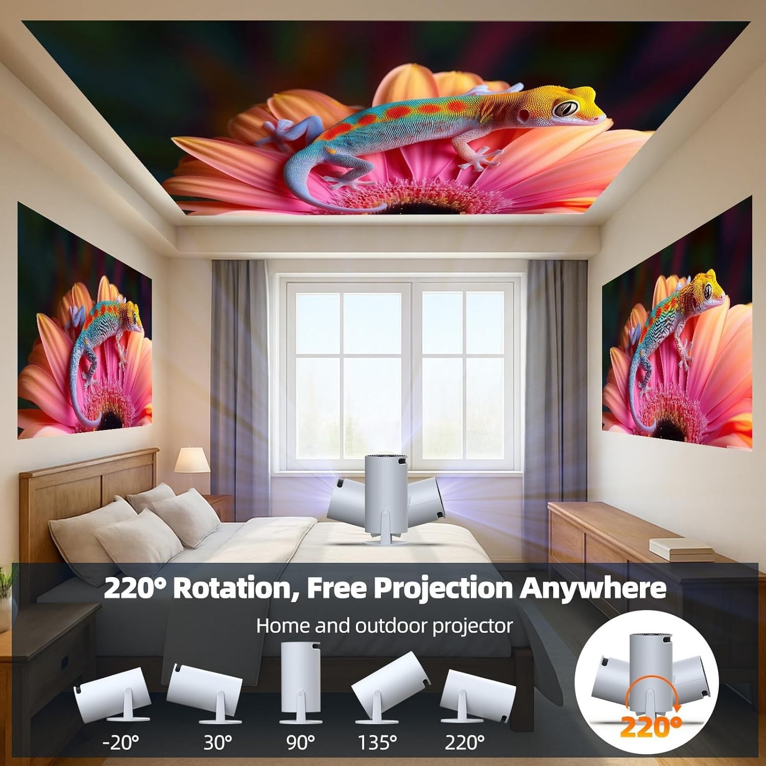 Mini Projector WiFi Bluetooth 4K 1080P Portable Android Home Cinema