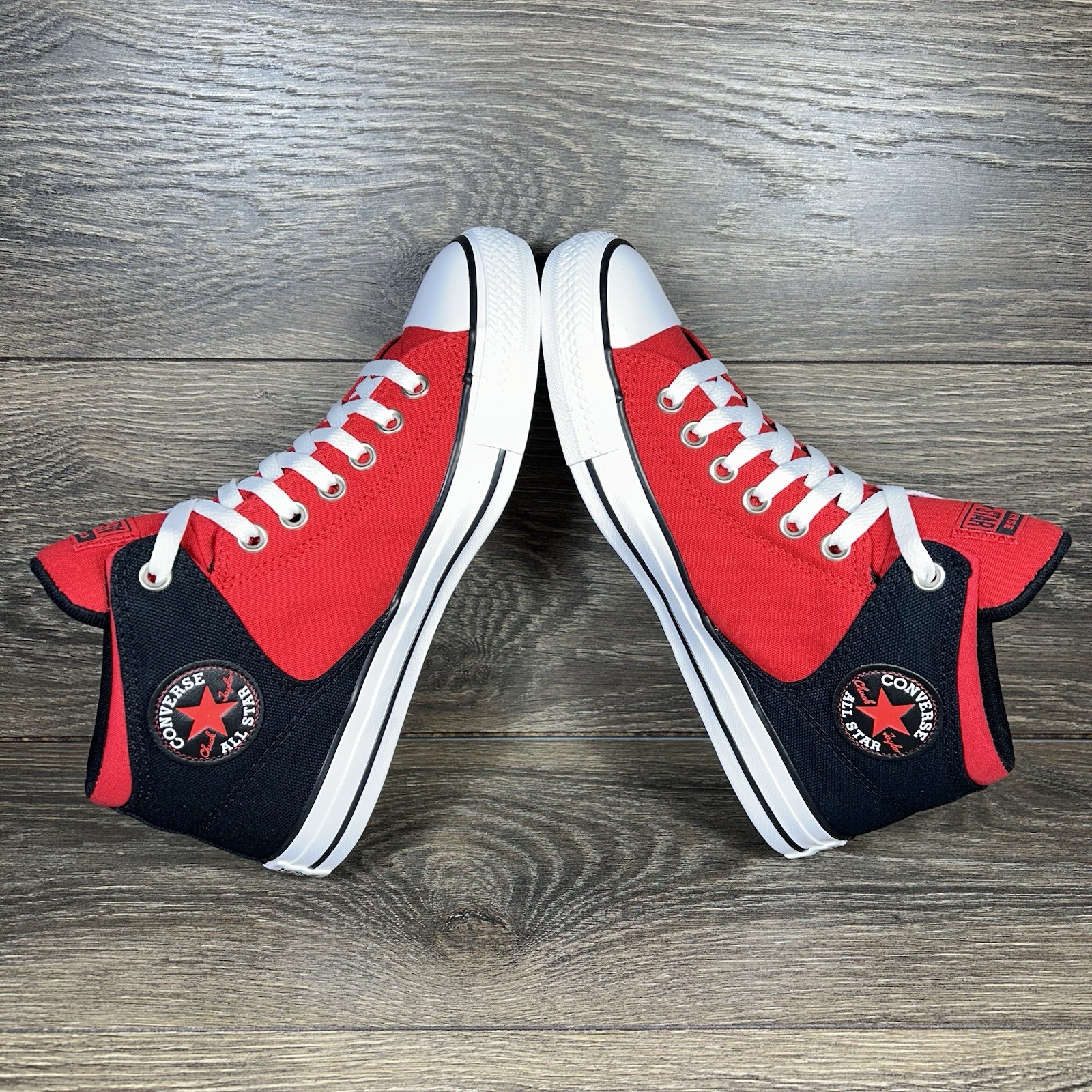 Converse Mens Chuck Taylor All Star High Street Mid Red Black Shoes Sneakers New