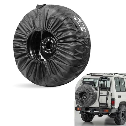 Car Spare Tire Cover, 190T Taffeta Sun and Water Proof 1 PC Black #Small