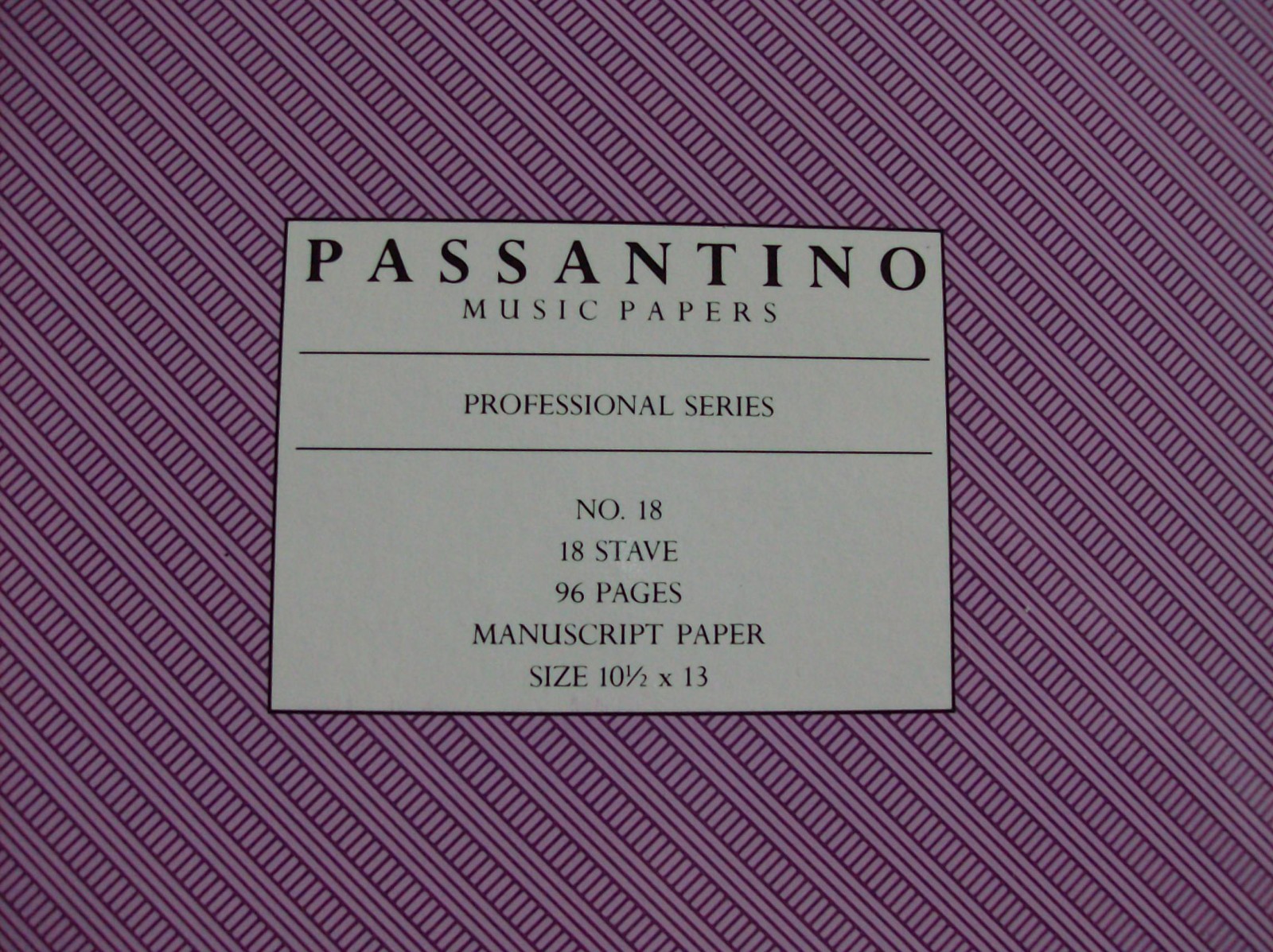 Passantino Professional Series No. 18 - Music Manuscript Paper - 18 Staves