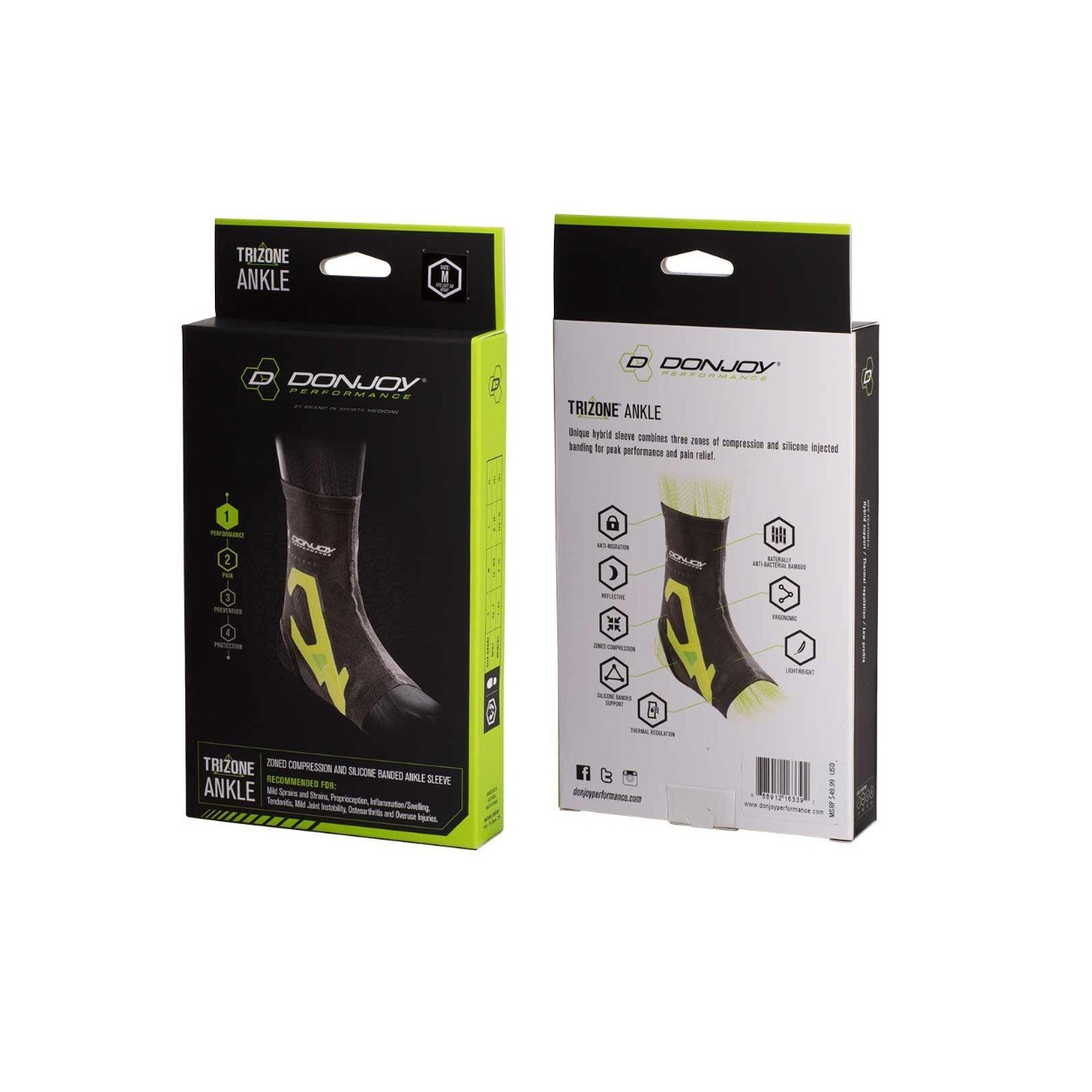 DONJOY PERFORMANCE Trizone Ankle Brace (Slime Green, XL)
