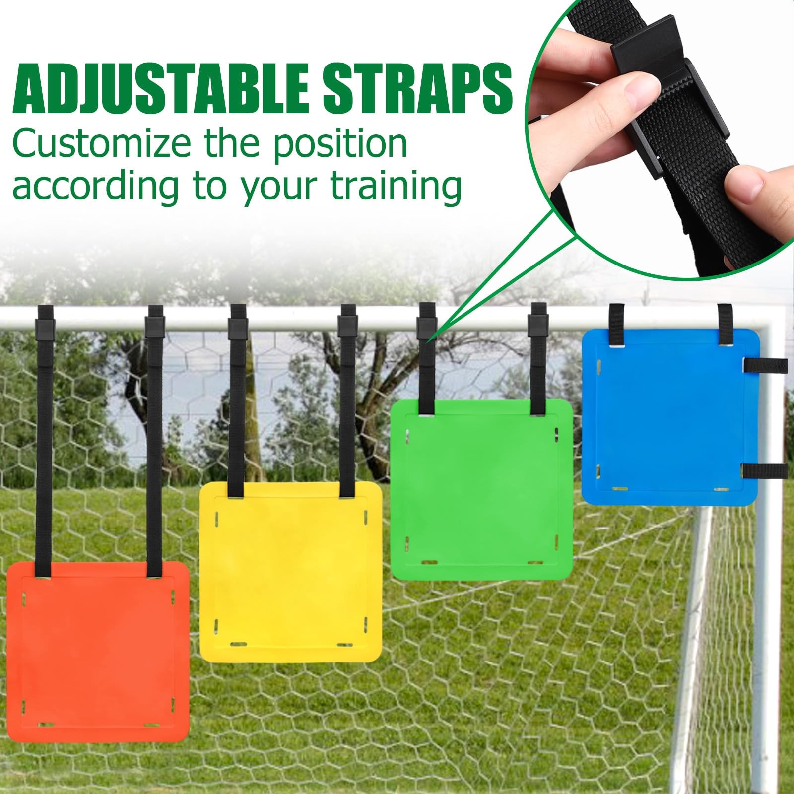 4PCS Soccer Goal Targets, 12" Sides Square with Adjustable Straps