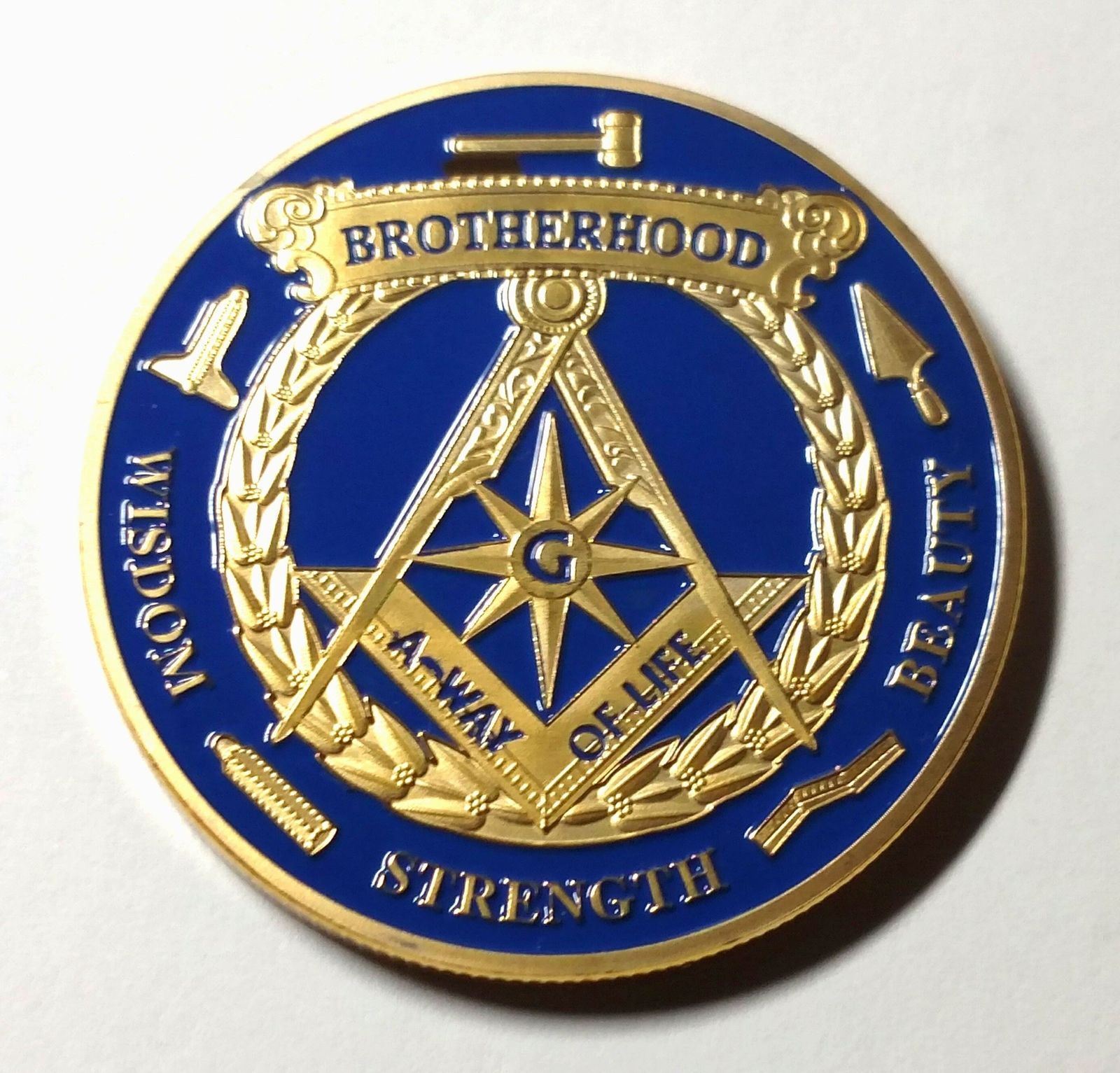 FREEMASON MASONIC BROTHERHOOD COLORIZED ART ROUND
