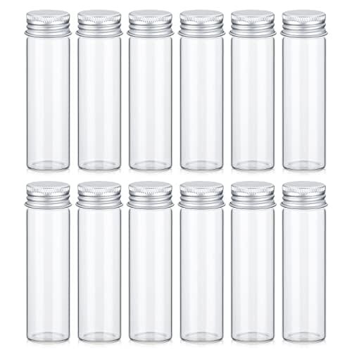 12PCS 50Ml / 1.7Oz Glass Spice Jars, Transparent Spice Containers with Aluminum