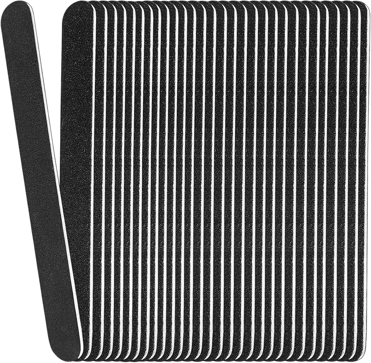Emery Board Nail Files (24 Pack), 100/180 Grit Wooden Nail File for Natural Nail