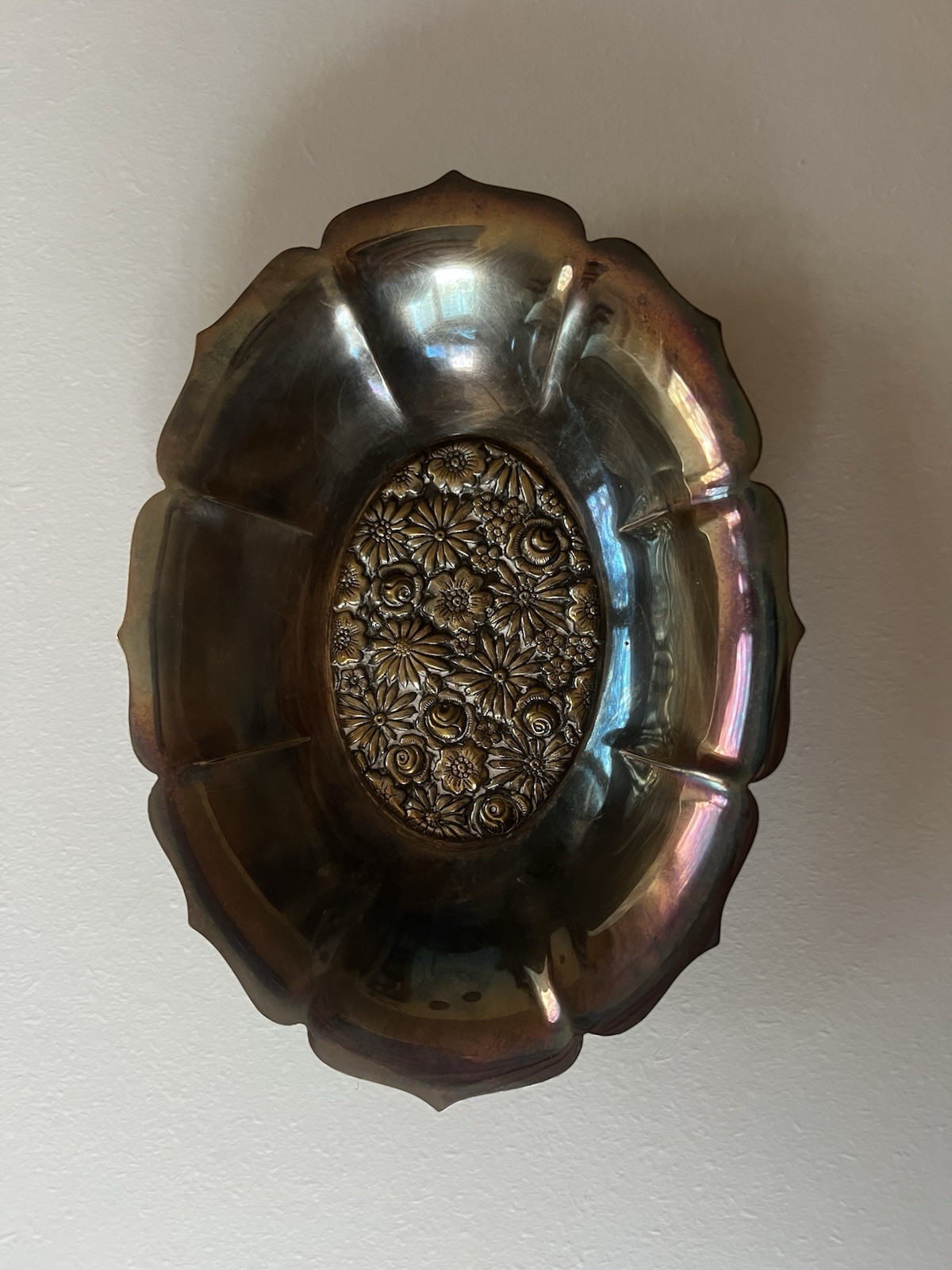 Vintage Silver Floral Dish