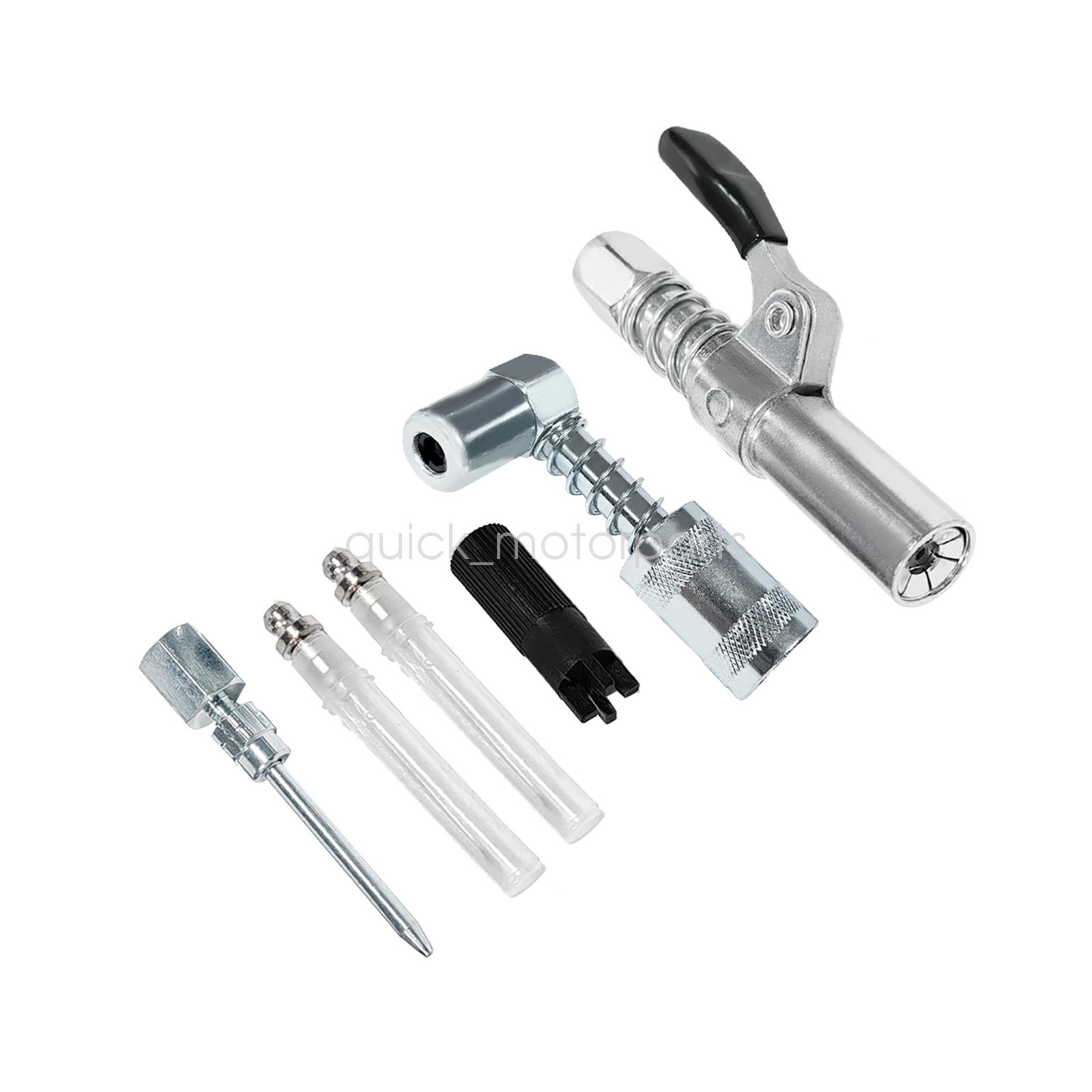 Grease Gun Accessory Kit with Hose 90° Coupler Needles Zerk Fitting Cleaner