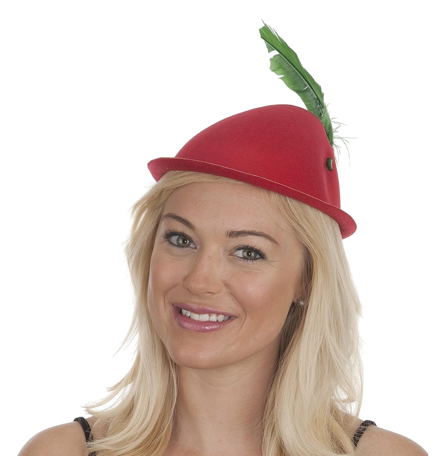 Red Alpine Hat w/Feather Fancy Dress Up Halloween Adult Costume Accessory