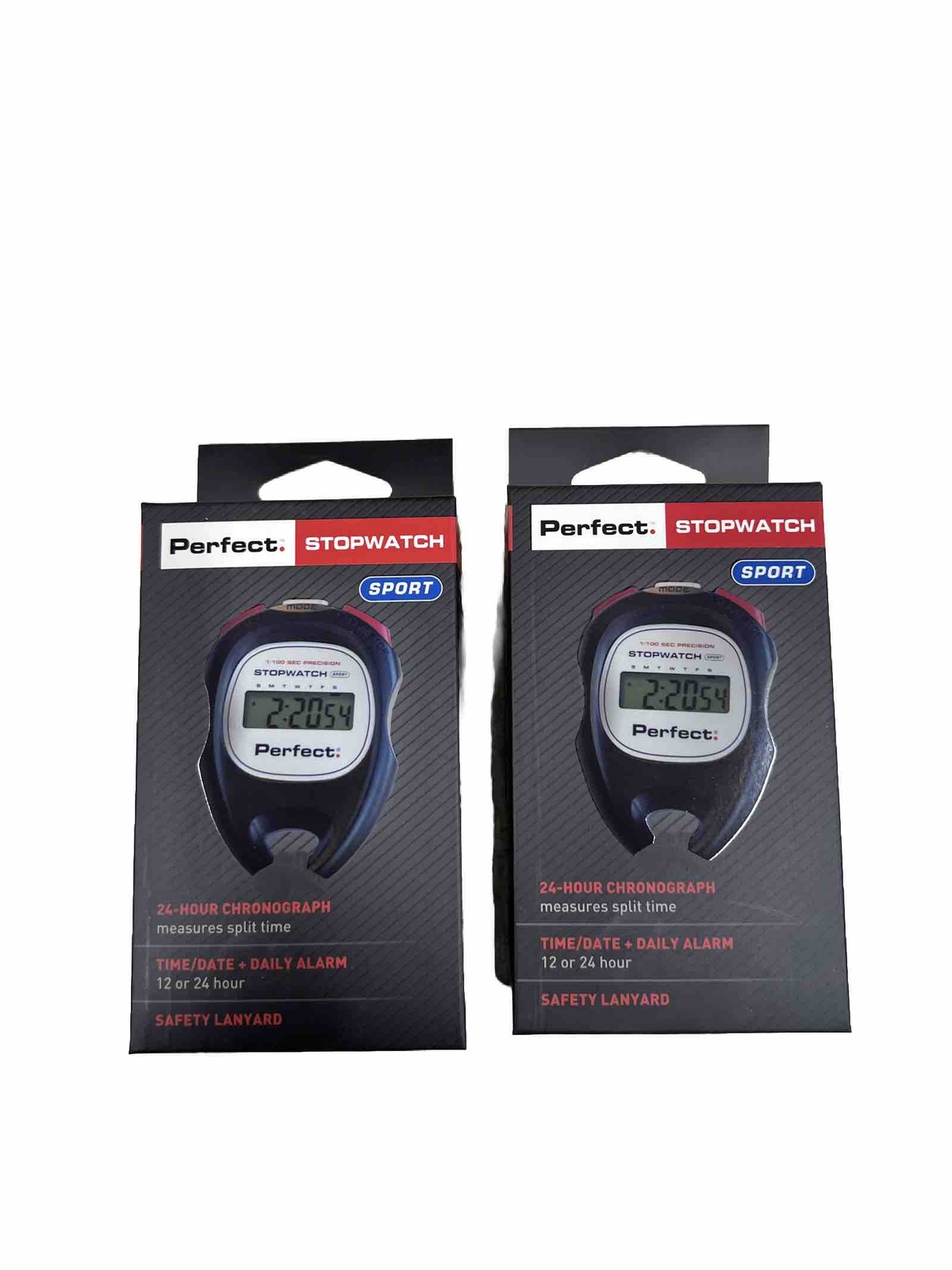 Perfect Stopwatch Sport Digital Time + Daily Alarms (2 PACK)