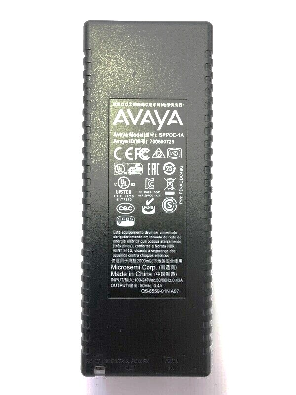Avaya PoE Injector Power Supply for Avaya 9608 9611G 9621G 9641G 9641GS w/PC