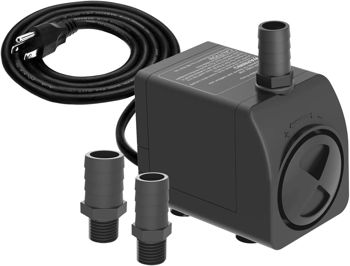 Submersible Pump 300GPH Ultra Quiet with over Heating Protection 6Ft High Lift f