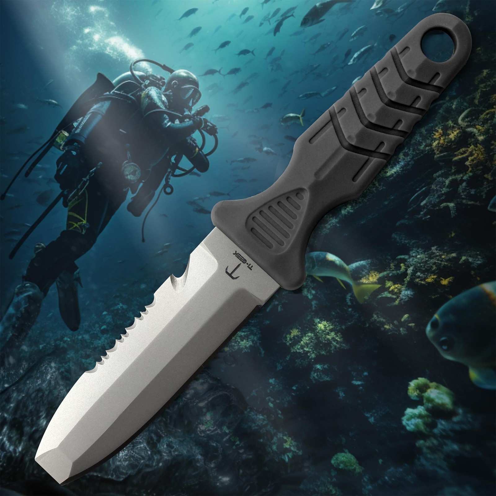 Titanium Survival Scuba Diving Knife Fixed Blade Dive Knife with Sheath & Str...