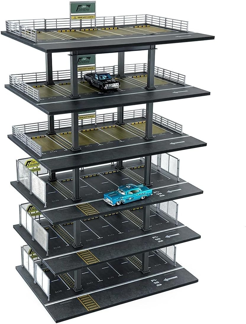 Space Saving 1/64 Scale Car Display Case with Horizontal Railing and Stoppers