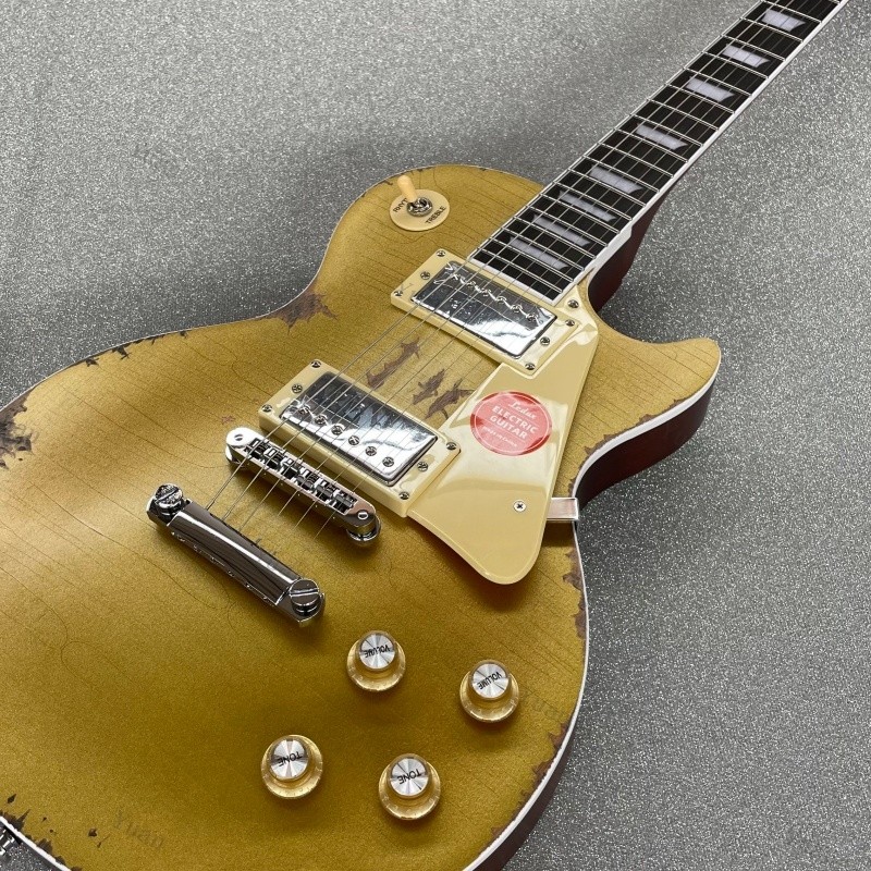 Aged Metallic Gold Solid Mahogany Body Electric Guitar HH Pickups ABR Bridge