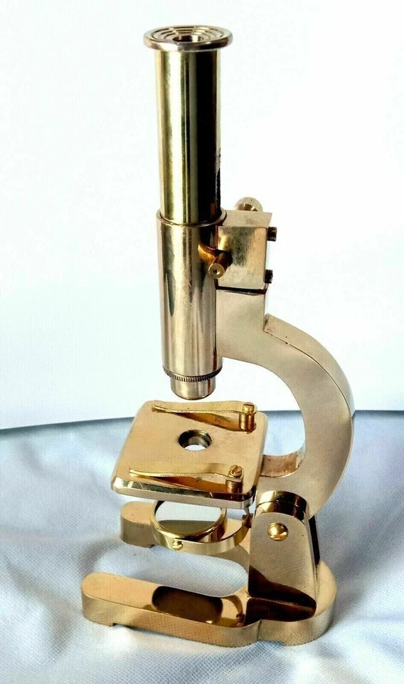Antique Vintage Solid Brass Microscope Student Microscope 7 Inches Shiny Brass