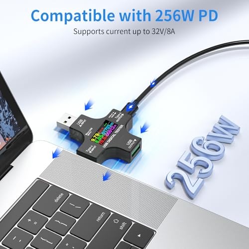 USB C Tester Power Meter 2 in 1, Digital Multimeter 3.6-32V 0-8.0A Voltage