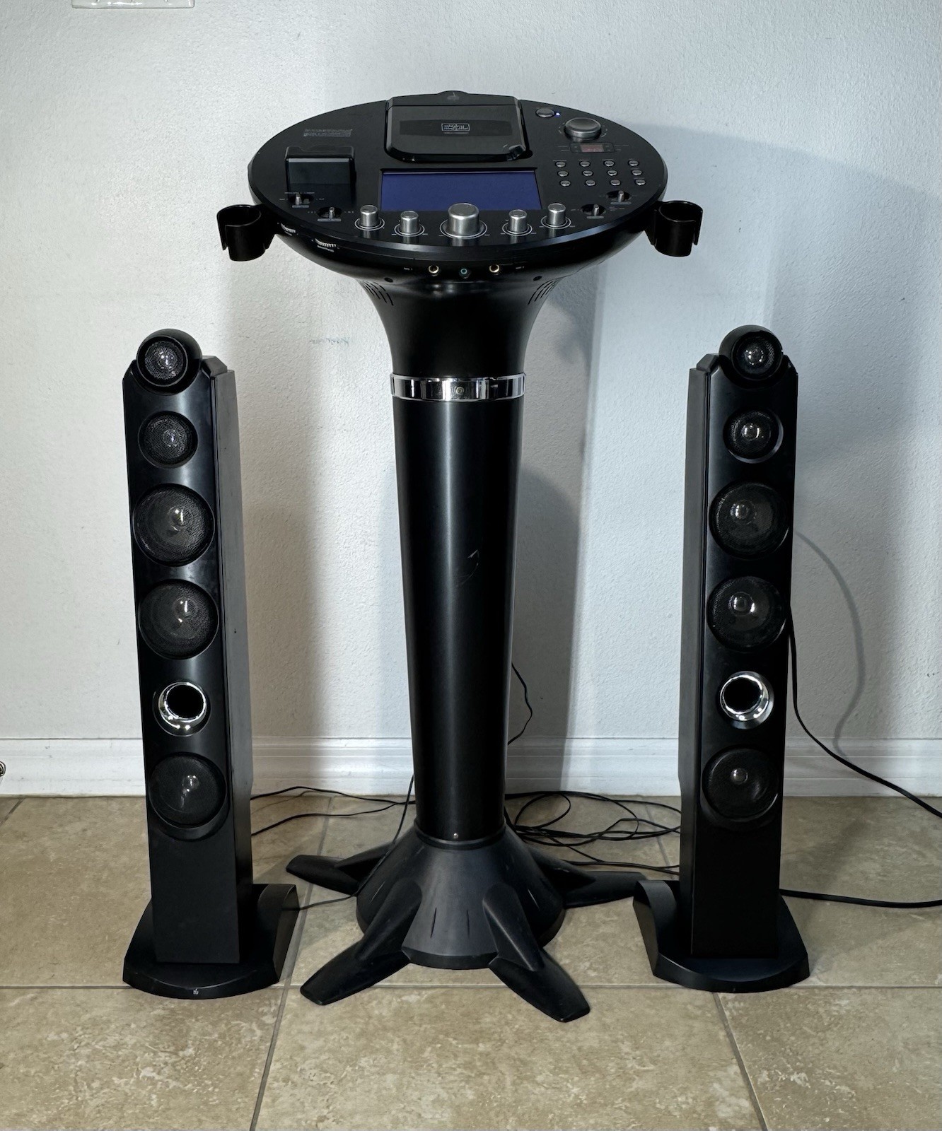 Singing Machine iSM-1028. This is a pedestal CD+G karaoke System No Microphones