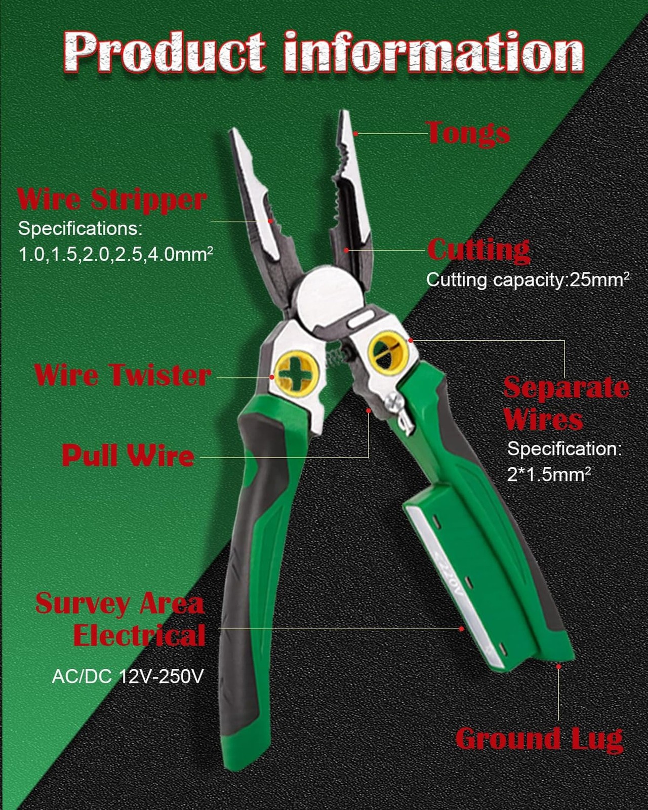 Chicat 8-in-1 Wire Stripper with Voltage Tester,Multi-function Elec... Fast Ship