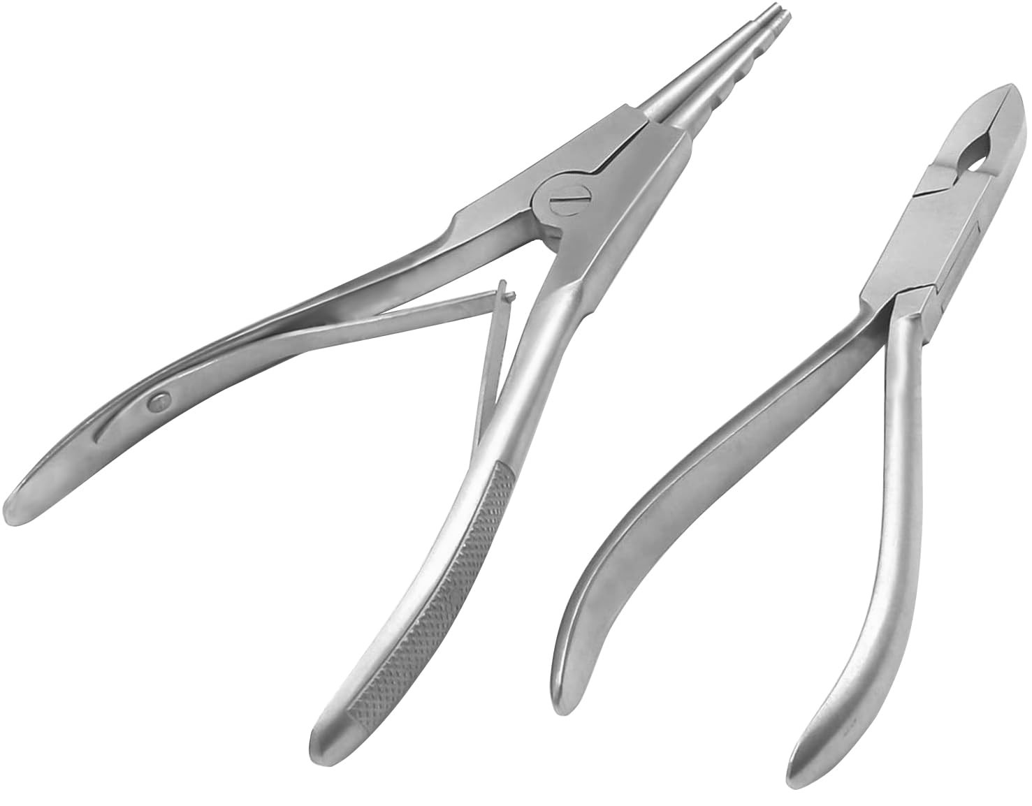 BODY PIERCING TOOLS RING OPENING PLIERS 7" & CLOSING FORCEPS 5 Silver
