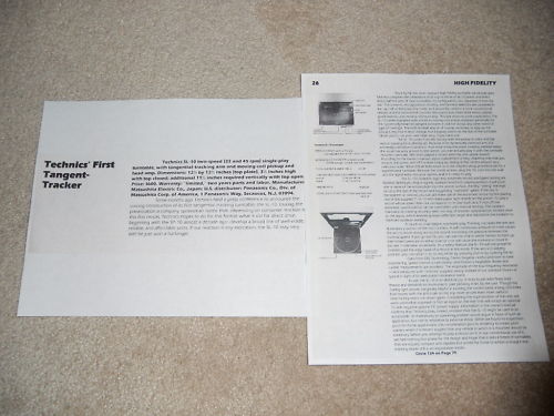 Technics SL-10 Turntable Review, 1980, 2 pgs, Full Test
