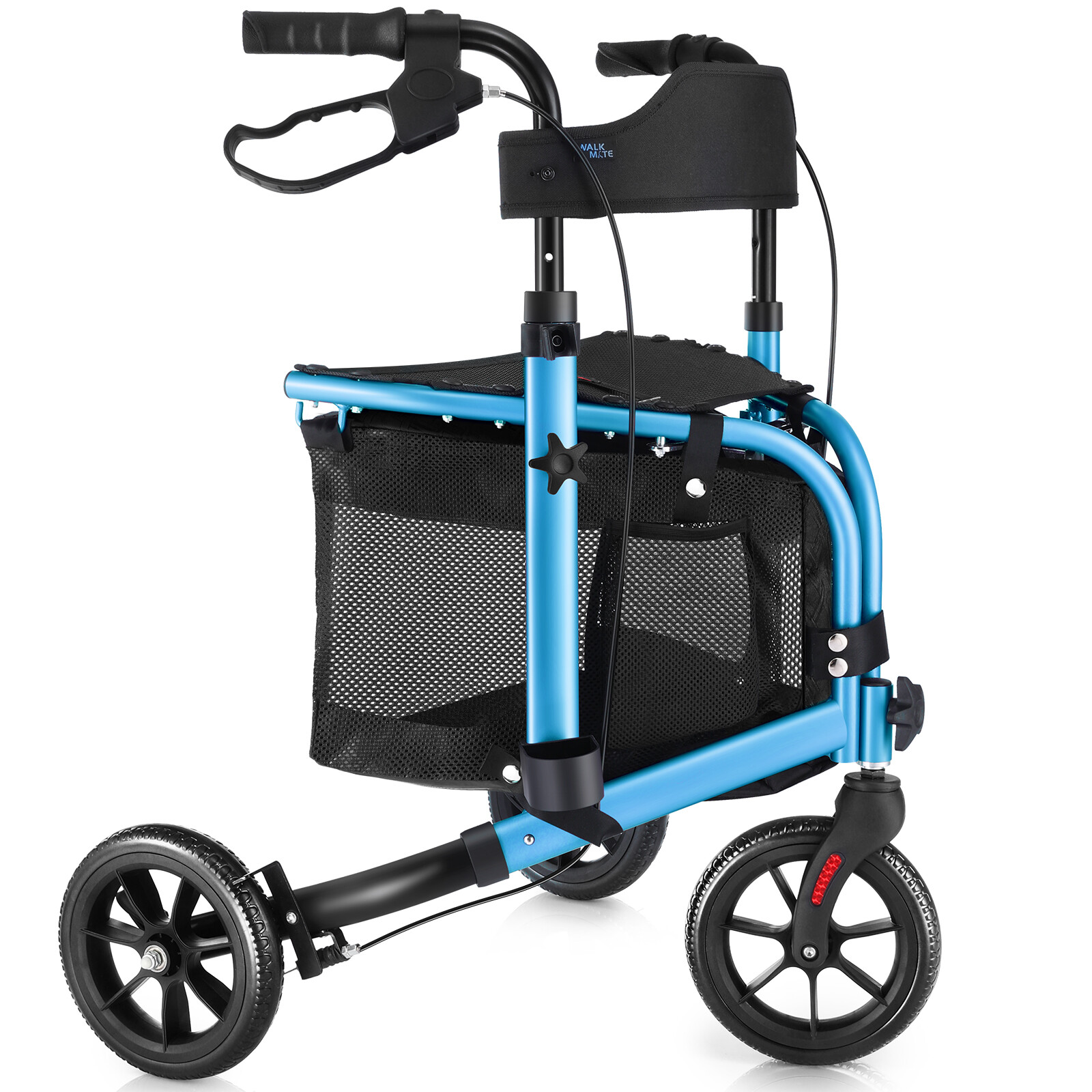 3-Wheel Walker Rollator Walker with Seat Backrest Folding Adjustable 10.7lb Blue