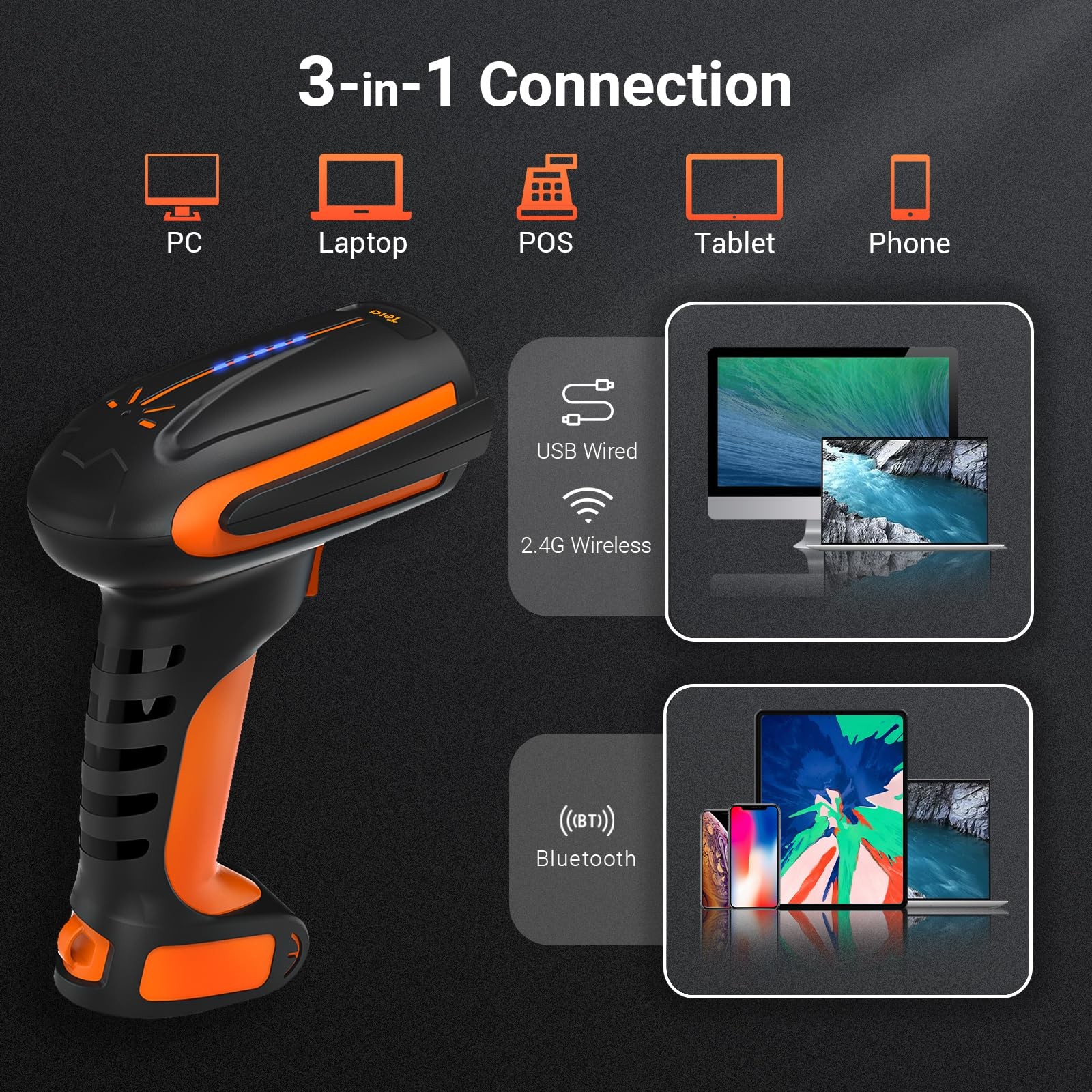 Tera Scanner Wireless 2D Qr Pro Version All Battery Level Indicator 2500Mah