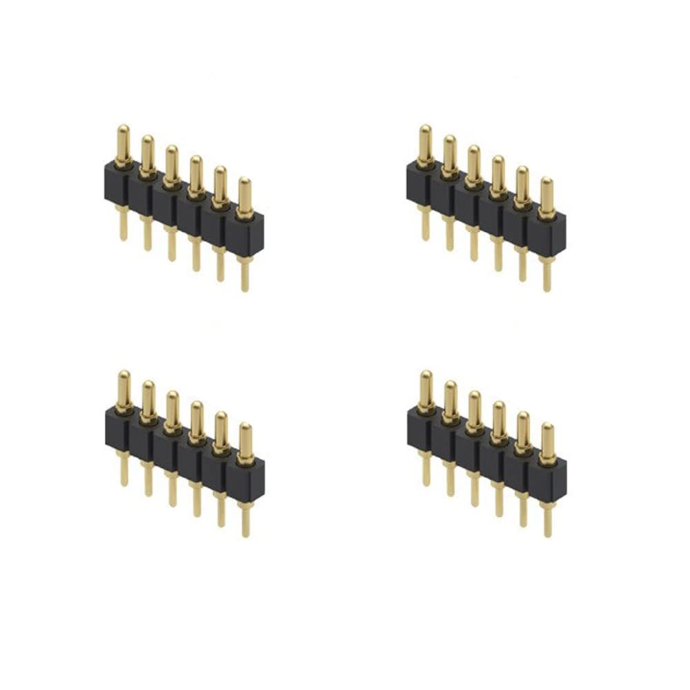 4 PCS Gold Plated Spring Loaded Thimble Pogo Pin 7.5mm Male Header 6 Pin