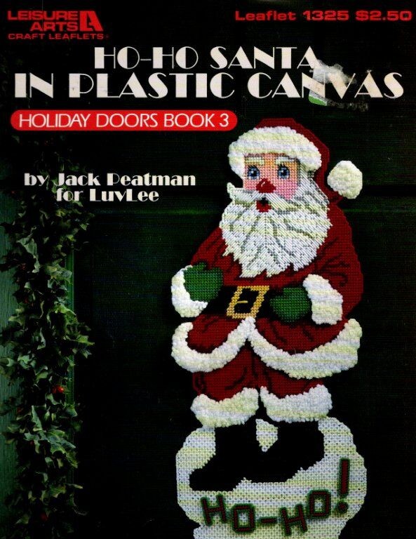 LEISURE ARTS HO-HO SANTA IN PLASTIC CANVAS HOLIDAY DOORS BOOK3