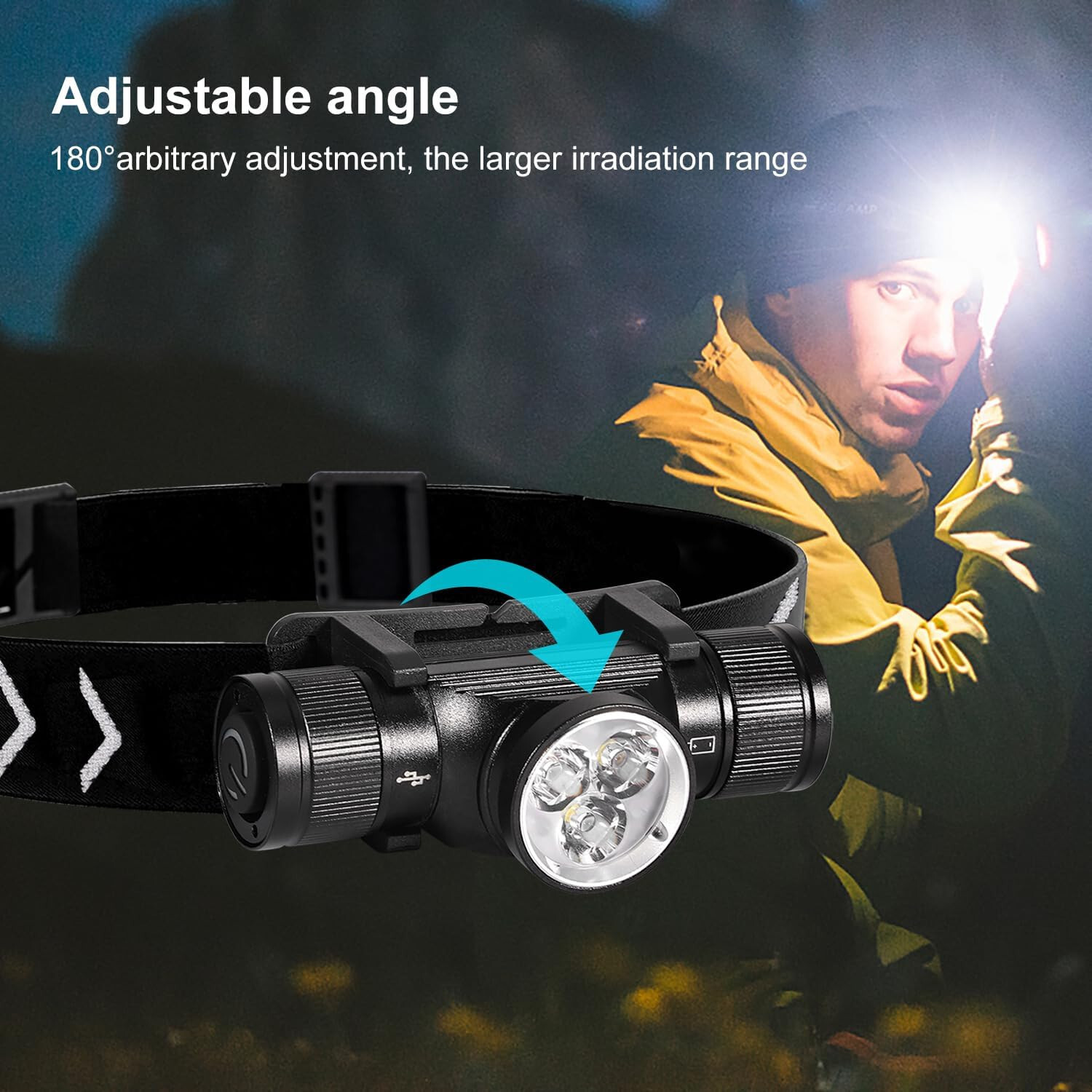 APLOS H330 Headlamp Flashlight Rechargeable /1500 Lumen LED Headlight- Multi-use