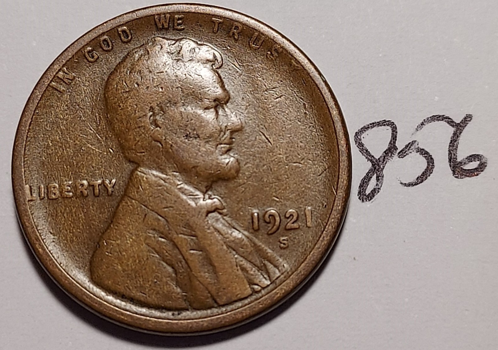 1921-S Lincoln Wheat Cent  Below Fine  #856