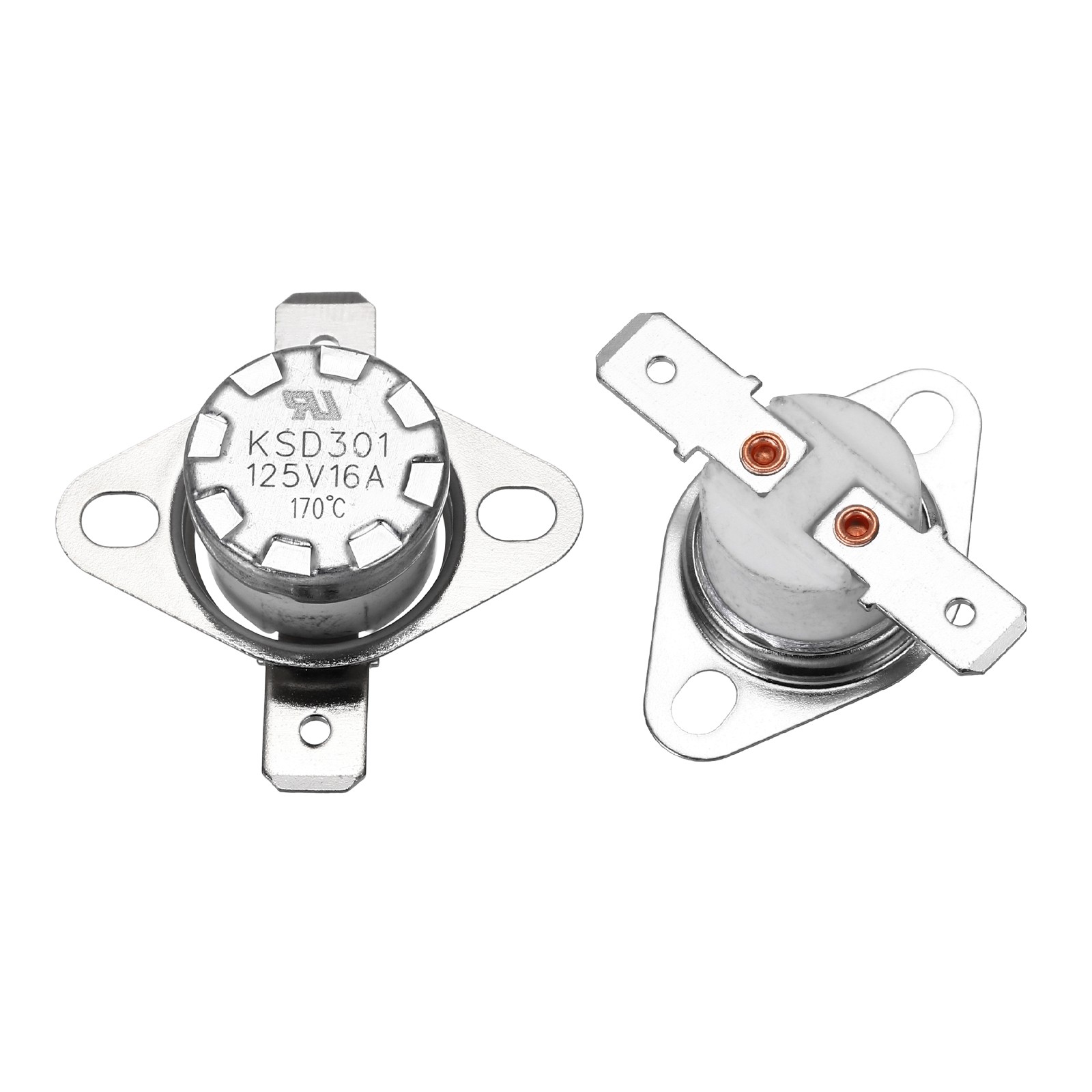 2 Pcs KSD301 Thermostat 170°C/338°F N.C Snap Disc Temperature Switch Ceramic