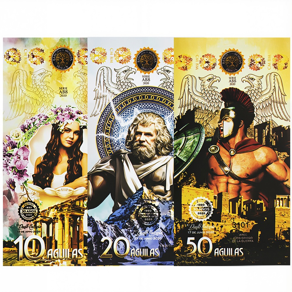 Greek Mythology Banknotes Lot 10 20 50 Águilas Collectors Notes Collectible
