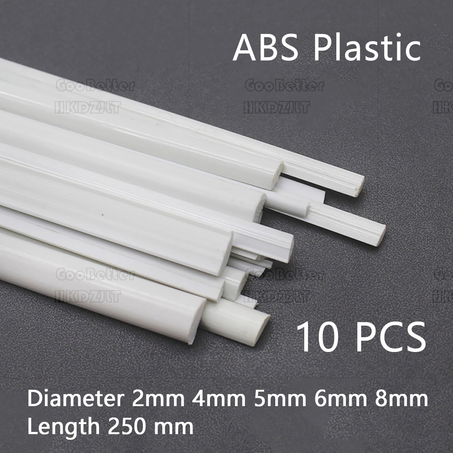 ABS Plastic Half Round Rod Bar DIY Model Material 2/4/5/6/8 mm Length 250mm