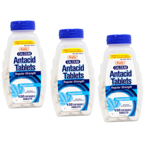 3 Pack Rugby Calcium Carbonate Tablets, Mint 500Mg - 150 Count each