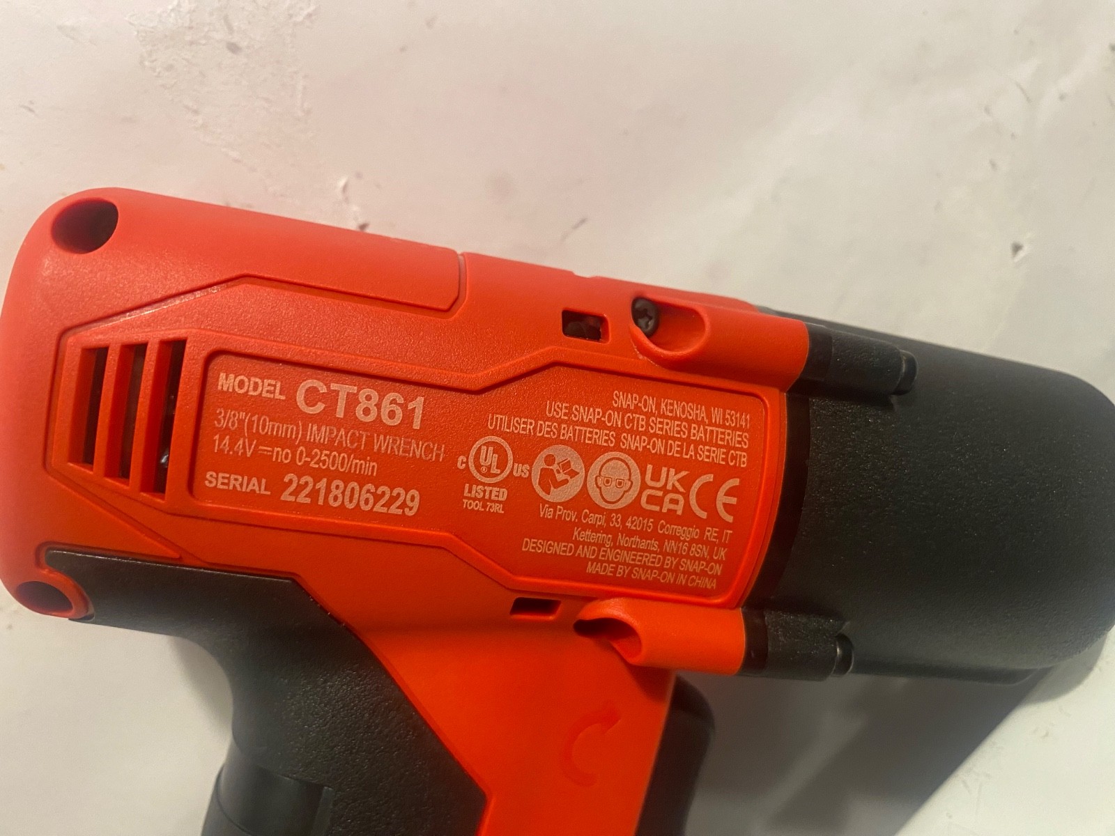 Brand new Snap On Tools CT861DB Red 3/8" Drive 14.4v Cordless Impact Wrench
