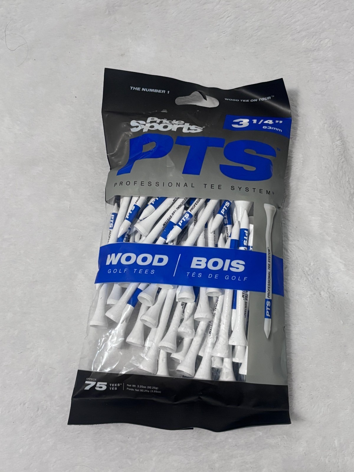 PrideSports PTS 3 1/4 Inch Wood Golf Tees White 75 Count
